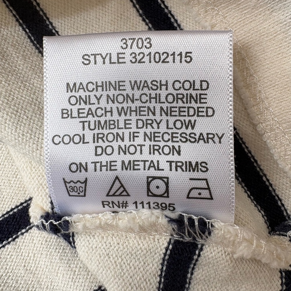 Tory Burch Navy & White Striped Lace-Up Top 3/4 sleeves, nautical sailor, Size S - Picture 10 of 11